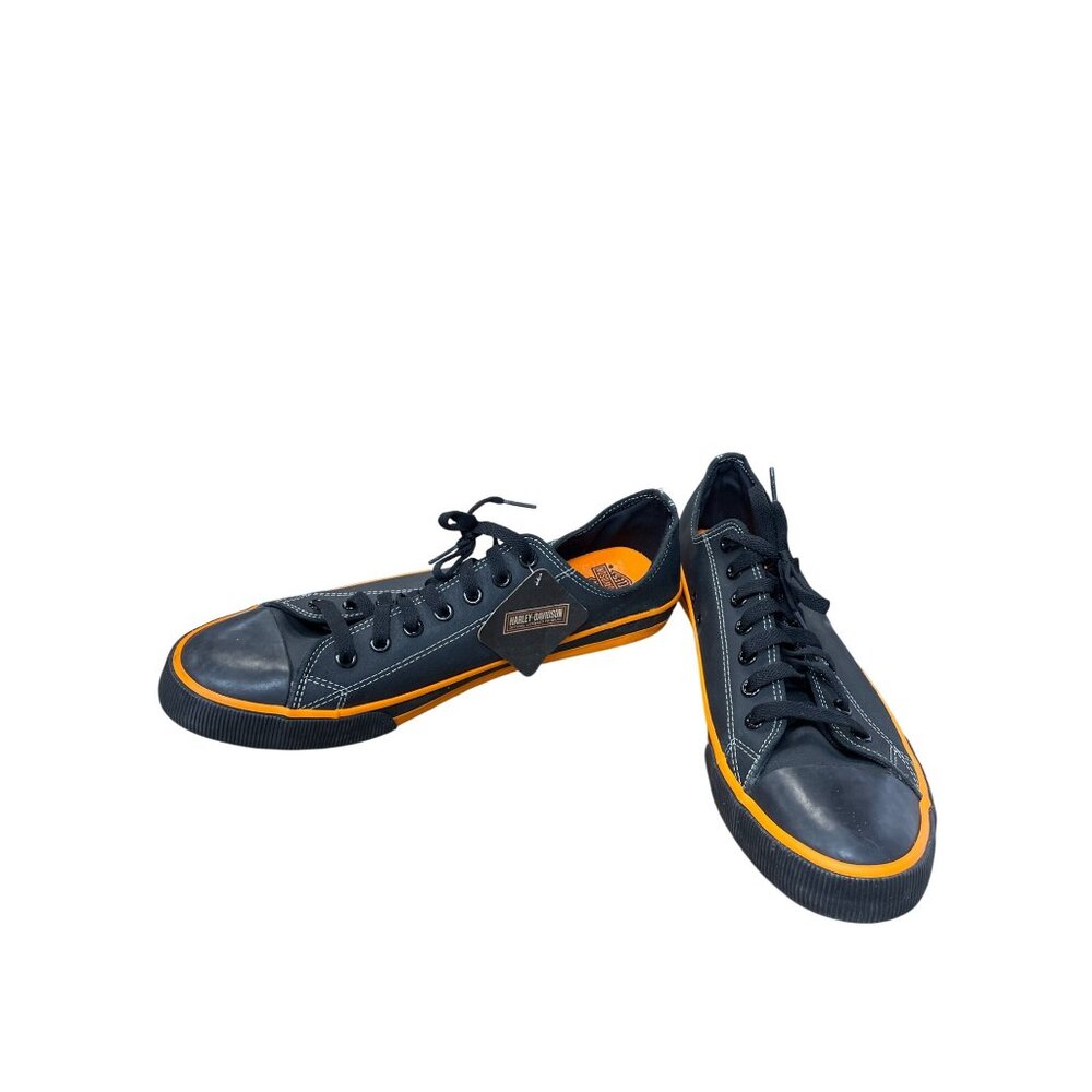 Harley-Davidson Mens Low-Top Vulcon Black Orange Sneakers Size 13 SKU 9405 - Picture 2 of 16
